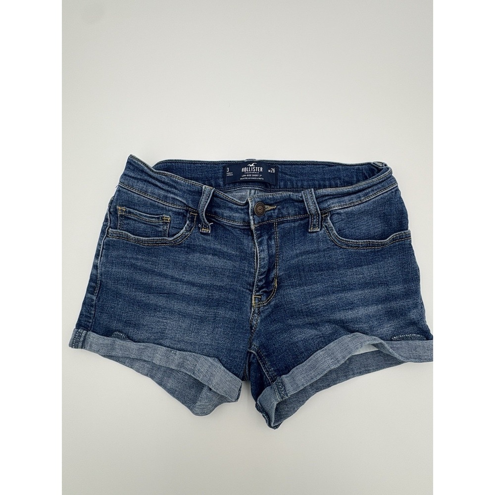Y2K Hollister Shorts Womens Sz 3 W26 Denim Low Rise Rolled Cuff Summer 3" Inseam